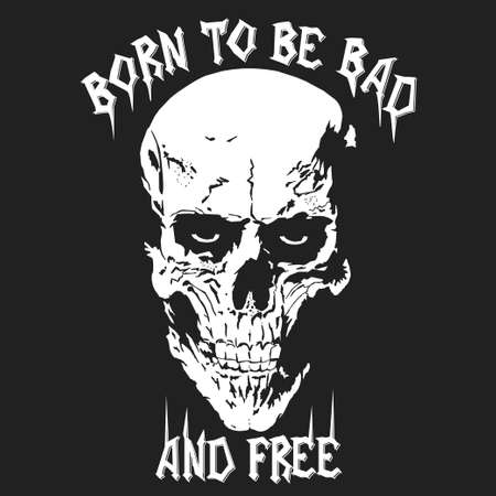 Skull with a lower jaw print, Hand drawn Detailed sketchy t-shirt design. Vectorのイラスト素材