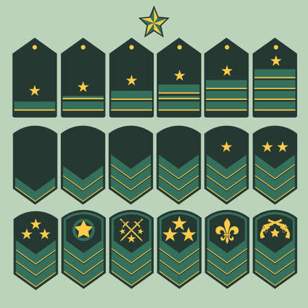 Military ranks symbol, epaulet set, Army Patches with stars, armed warrior badge typography, t-shirt graphics. vectorの写真素材