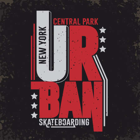 Skate board New York typography printのイラスト素材