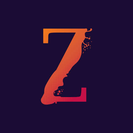 Alphabet letter, stylized colorful liquid ink font. Vector illustrationのイラスト素材