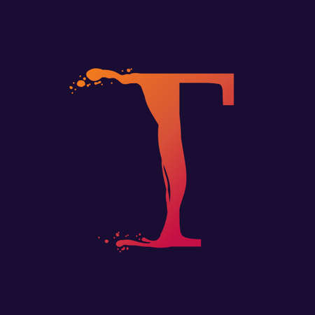 Alphabet letter, stylized colorful liquid ink font. Vector illustration.のイラスト素材