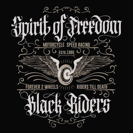 Motorcycle biker sport t-shirt emblem. Vectorのイラスト素材