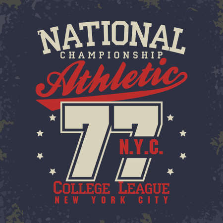 T-shirt stamp graphics, New York College Sport wear typography emblem, tee print, athletic apparel design.のイラスト素材