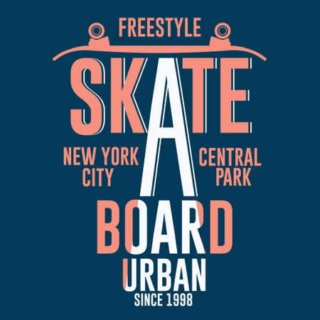 Skateboarding New York t-shirt graphic design illustration.のイラスト素材