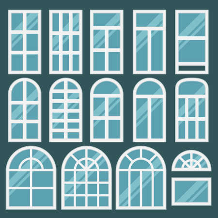 Windows set with different design of frames.のイラスト素材