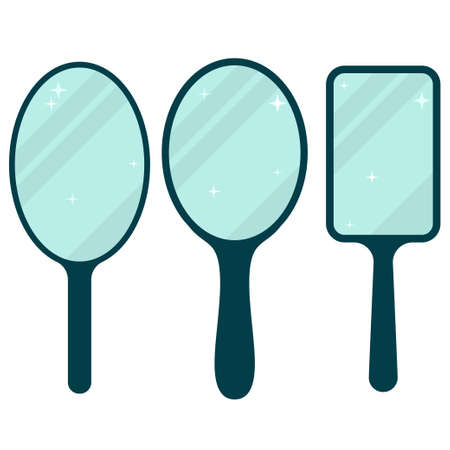 Mirror set, realistic mirrors frame collection, different forms with reflectionのイラスト素材