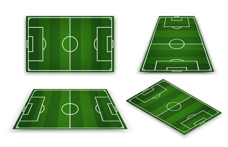 Soccer field, European Football stadium. Perspective elements. Green court for sport game. Playgroung template. Vectorのイラスト素材
