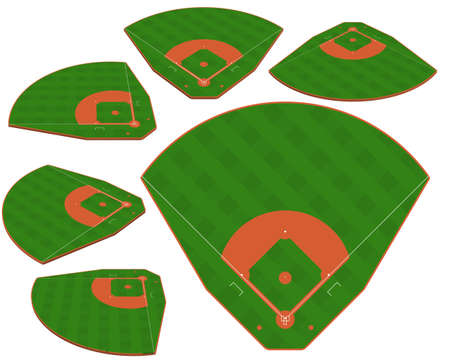 Baseball green field. Sport background. Baseball Stadium diamond Playgroung template with white lines. vector markupのイラスト素材