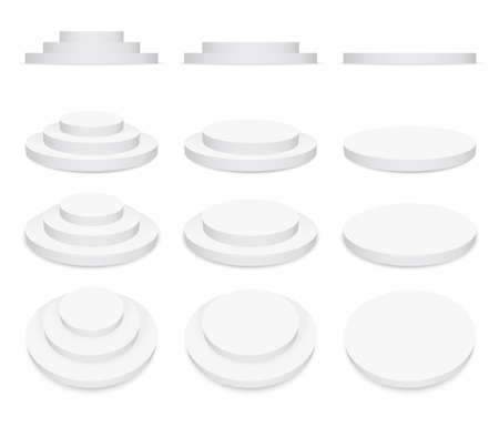Product presentation podium, white stage, Empty white pedestal, blank template mockup. vectorのイラスト素材