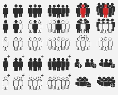 People crowd silhouette Icons, Business Team, User network, Line Work Group, Persons symbolのイラスト素材