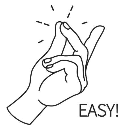Finger Snapping Outlin, Hand Gesture. Easy Concept expression illustration.のイラスト素材