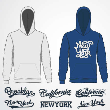 Hoody fashion, sweatshirt template. Realistic outerwear clothes mockup front view.のイラスト素材