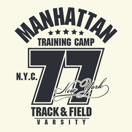 T-shirt stamp graphic, New York Sport wear typography emblem Manhattan vintage tee print, athletic apparel design shirt graphic print. vectorのイラスト素材