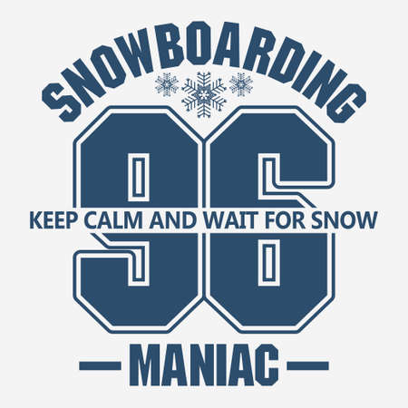 Snowboarding winter sport emblem, T-shirt fashion graphic, vectorのイラスト素材