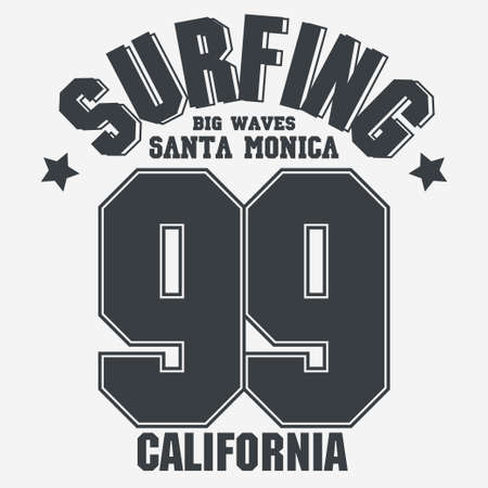 California sport wear T-shirt design. Los Angeles City Typography Graphics. emblem, tee print, athletic apparel design. Vectorのイラスト素材