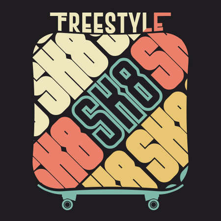 Skateboarding t-shirt, typography print emblem graphic designのイラスト素材
