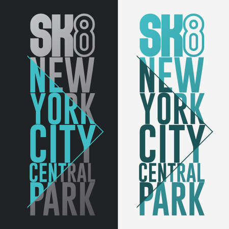 Skateboarding print New York t-shirt graphic designのイラスト素材