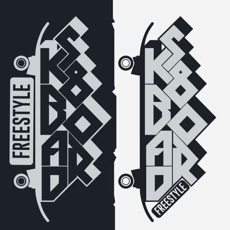 Skateboarding t-shirt, typography print emblem graphic designのイラスト素材
