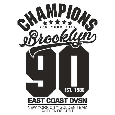 T-shirt stamp graphic, New York Sport wear typography emblem Brooklyn vintage tee print, athletic apparel design shirt graphic print. vectorのイラスト素材