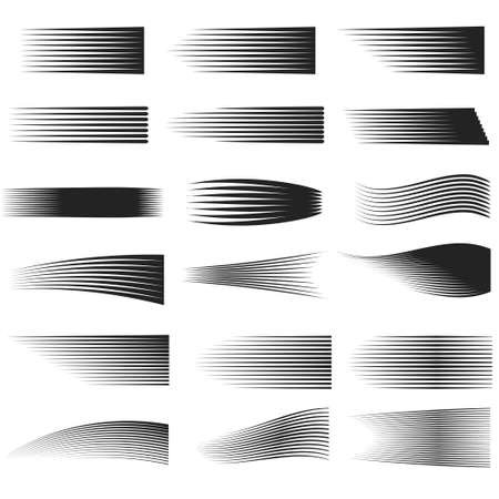 Speed Line Set. Horizontal Motion effect. Flying particles. Vectorのイラスト素材