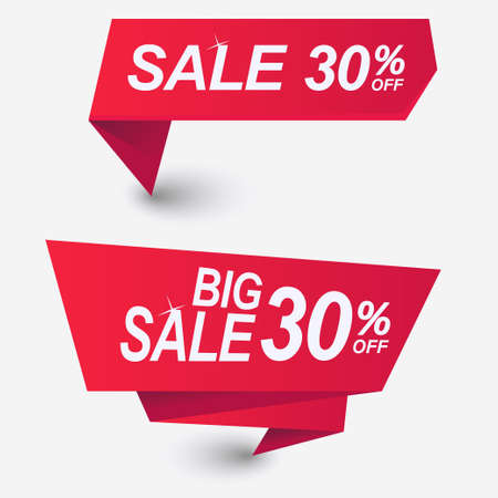 Red Discount banner template design. Price tag, Premium quality, sale. Special offer badges and vector labelsのイラスト素材