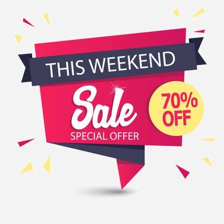 Sale shop product tag, label or sale poster, realistic red paper discount banner, vector sticker icon templateのイラスト素材