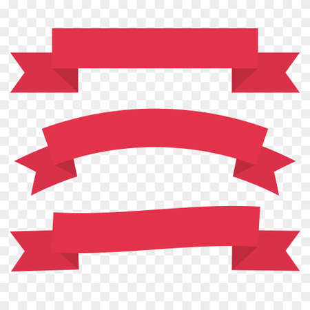 Red Ribbon set, vintage decor element template, collection of decorative banner for wedding invitation, holiday greeting card. Vectorのイラスト素材
