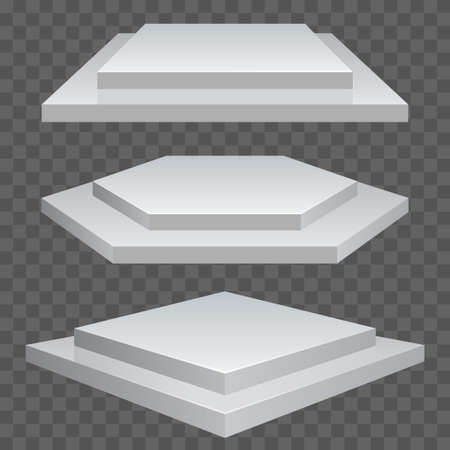Product presentation podium, white stage, Empty white pedestal, blank template mockup. vectorのイラスト素材