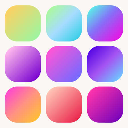 Gradient holographic button set Trendy soft Multicolor fluid covers. Vectorのイラスト素材