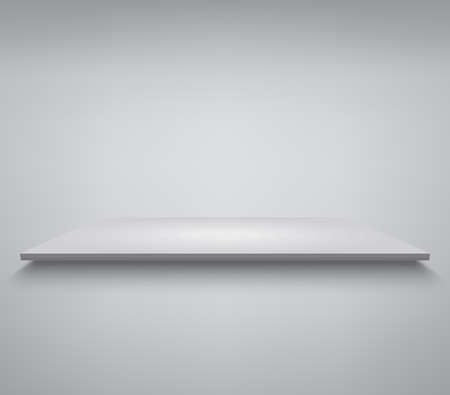 White shelve. Product presentation podium, white stage, Empty white pedestal, blank template mockup. vectorのイラスト素材