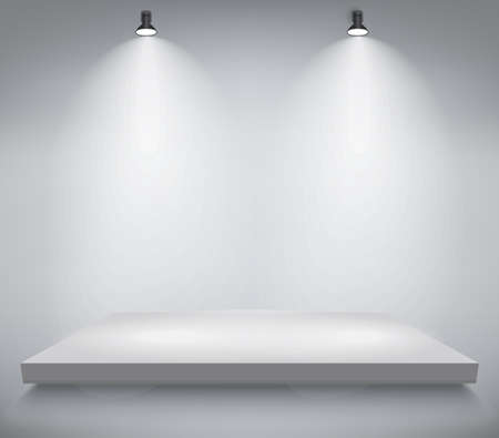 Product presentation podium, white stage, Empty white pedestal, blank template mockup. vectorのイラスト素材