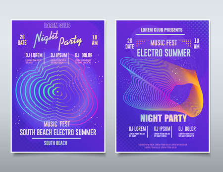 Flyer Electronic music festival, Sound Event, DJ Party abstract musical poster, Technology Background. Vectorのイラスト素材