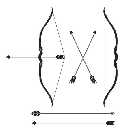 Bow and arrow, indian hunter weapon vectorのイラスト素材