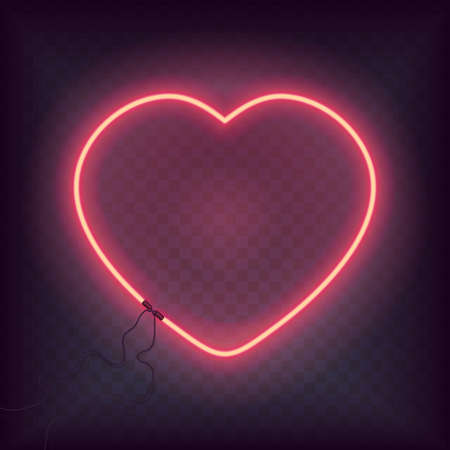 Neon heart glowing sign. Retro Bright heart for Happy Valentine Day greeting cardのイラスト素材