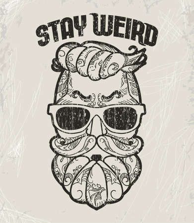 Hipster T-shirt Design, Retro style grunge print. Vectorのイラスト素材