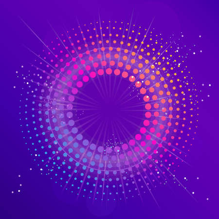 Blue Abstract disco background with neon glowing circle. Vectorのイラスト素材