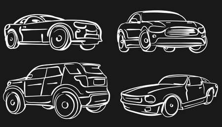 Car Simple illustration, modern automobile silhouette, front view outline, line design. Vectorのイラスト素材