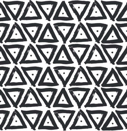 Triangle Ink brush decoration seamless pattern. hand made design. vector
