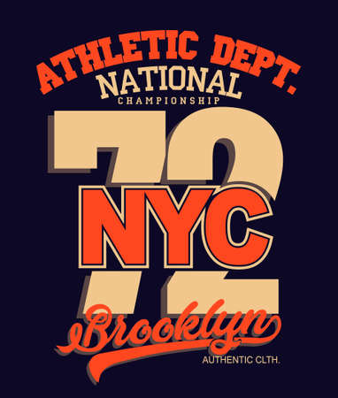 T-shirt stamp graphic, New York Sport wear typography emblem. Brooklyn vintage tee print, athletic apparel design shirt graphic print. vectorのイラスト素材