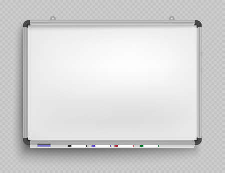 Whiteboard for markers. Empty Projection screen, Presentation board, blank white board for conference. Office board background frame. Vectorのイラスト素材