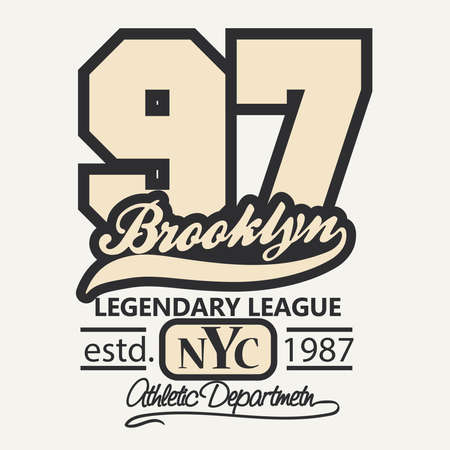 T-shirt stamp graphic, New York Sport wear typography emblem. Brooklyn vintage tee print, athletic apparel design shirt graphic print. vectorのイラスト素材