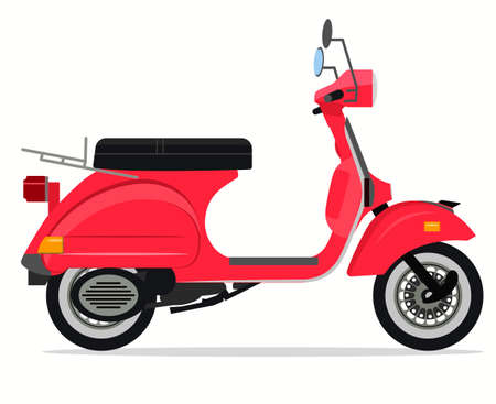 Scooter Old style motorbike, Delivery moped, City transport. Vectorのイラスト素材
