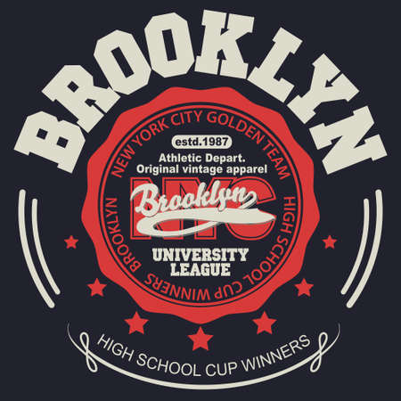 Brooklyn t-shirt graphics. New York athletic apparel design. Vectorのイラスト素材