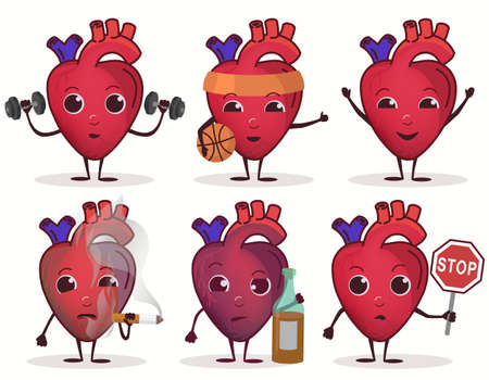 Heart Character Set, Healthcare concept, cardiac disease. Vectorのイラスト素材