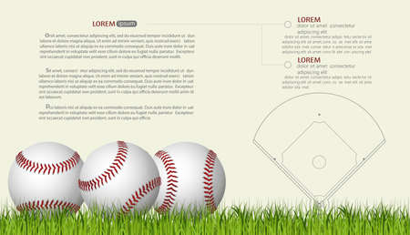 Baseball Banner template, game ball with shadow. vectorのイラスト素材