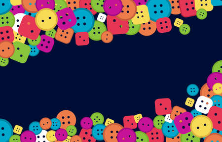 Sewing buttons background, Bright colors different shapes. Vectorのイラスト素材