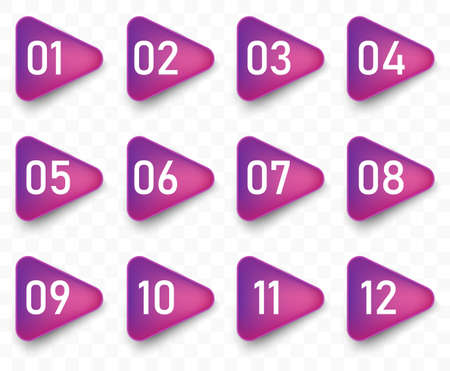 Arrow bullet point triangle flags with colorful gradient. Vectorのイラスト素材