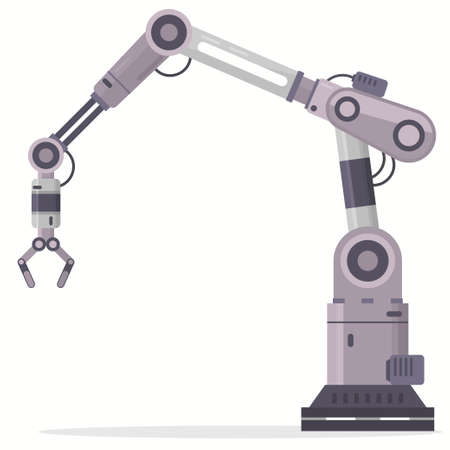 Factory Robot Manipulator Arm. Mechanic Control Tool. Vectorのイラスト素材