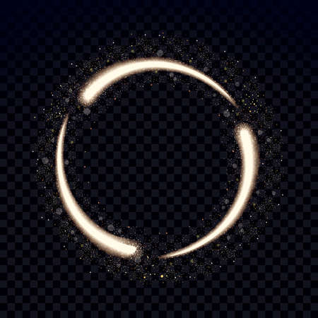 Glitter gold circle frame. Bright glittering star dust. Vectorの写真素材