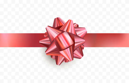 Red bow with ribbon on transparent background. Vectorのイラスト素材